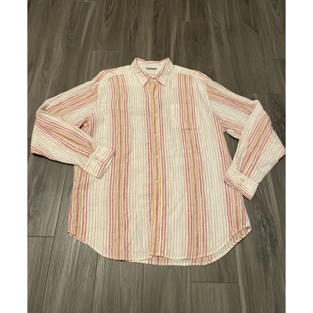 NWT Tommy Bahama Relax 100% Linen Men’s XL Wheat Tan Long Sleeve Button Up Shirt